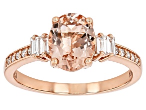 Pre-Owned Peach Morganite With Lab Grown Diamond 10k Rose Gold Ring 1.72ctw