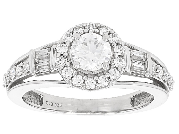 Pre-Owned Moissanite Platineve Halo Ring 1.14ctw DEW