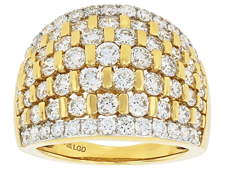 Pre-Owned Round White Lab-Grown Diamond H SI 14K Yellow Gold Over Sterling Silver Ring 3.00ctw