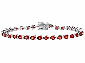 Pre-Owned Red Garnet Rhodium Over Sterling Silver Tennis Bracelet 8.93ctw