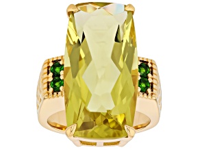 Pre-Owned Yellow Lemon Quartz 18K Yellow Gold Over Sterling Silver Ring 11.32ctw