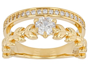 Pre-Owned Moissanite 14k Yellow Gold Over Silver Ring 0.71ctw DEW.