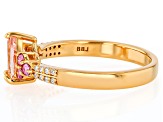 Pre-Owned Peach Morganite With Pink & White Moissanite 18k Rose Gold Over Sterling Silver Ring 0.87c
