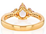 Pre-Owned Peach Morganite With Pink & White Moissanite 18k Rose Gold Over Sterling Silver Ring 0.87c