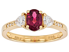 Pre-Owned Grape Color Rhodolite with 18K Yellow Gold Over Sterling Silver Ring 1.29ctw