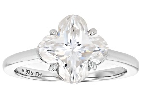 Pre-Owned Clover Shape Lumina Cut Moissanite Platineve Solitaire Ring 1.85ct DEW