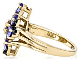 Pre-Owned Tanzanite With Black Spinel 18k Yellow Gold Over Sterling Silver Ring 2.03ctw
