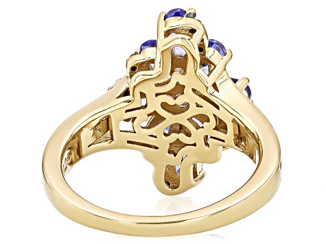 Pre-Owned Tanzanite With Black Spinel 18k Yellow Gold Over Sterling Silver Ring 2.03ctw