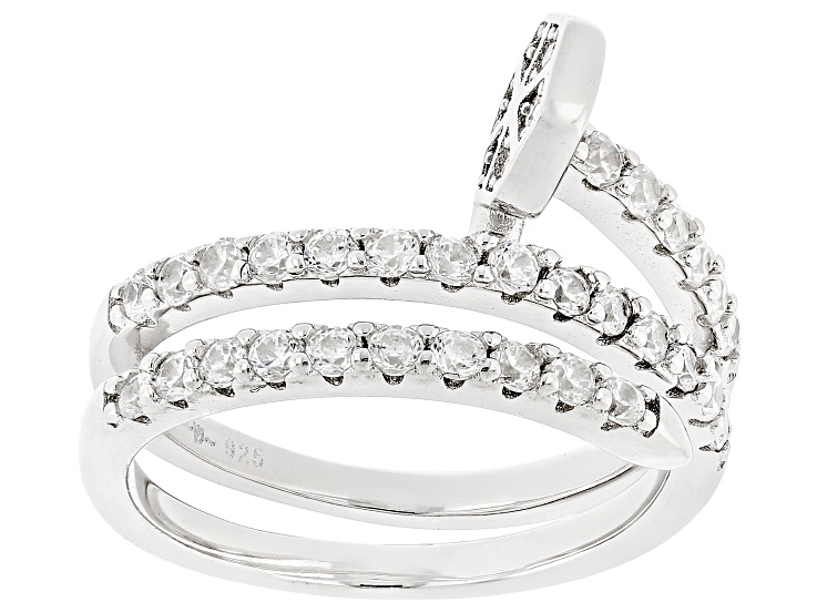 Pre-Owned White Cubic Zirconia Rhodium Over Sterling Silver Wrap Ring 1.28ctw