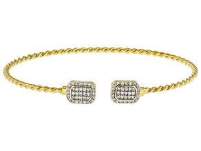 Pre-Owned White Lab-grown Diamond G-H SI 18K Gold Over Silver Rope Design Silver Flex Bangle Bracele