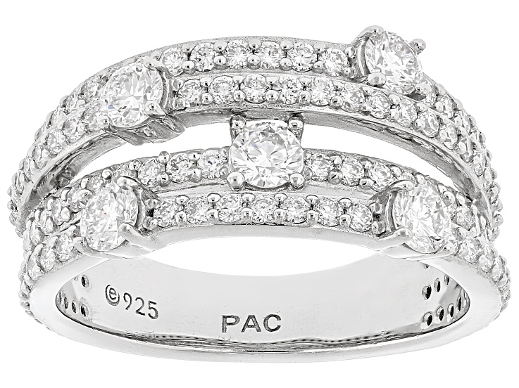 Pre-Owned Round White Lab-Grown Diamond F VS-SI Platinum Over Sterling Silver Ring 1.50ctw
