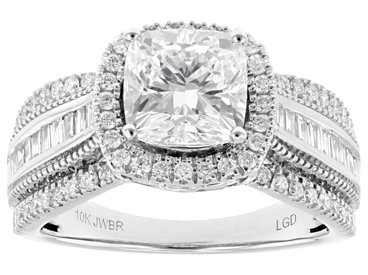 Pre-Owned White Lab-Grown Diamond H SI 10k White Gold Halo Ring 2.75ctw