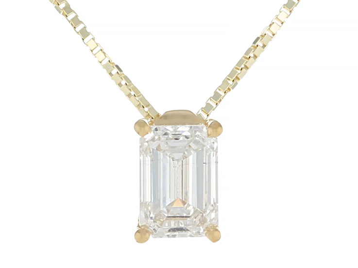 Pre-Owned White Lab-Grown Diamond G SI2 14K Yellow Gold Over Sterling Silver Slide Pendant With Chai