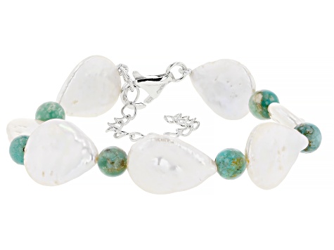 White Cultured Freshwater Pearl Rhodium Over Sterling Silver 32