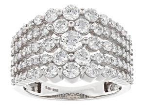 Pre-Owned Round White Lab-Grown Diamond G-H SI Rhodium Over Sterling Silver Ring 2.10ctw
