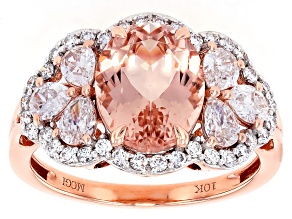 Pre-Owned Peach Morganite 10k Rose Gold Ring 3.23ctw