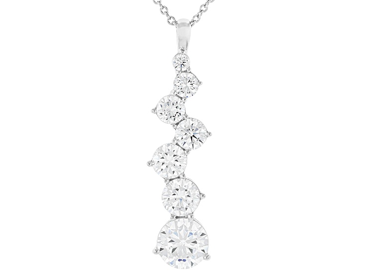 Pre-Owned White Cubic Zirconia Platinum Over Silver The Road Less Traveled Pendant 8.00ctw