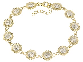 Pre-Owned White Cubic Zirconia 18k Yellow Gold Over Sterling Silver Look Toward The Sun Bracelet 1.8