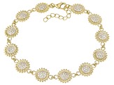 Pre-Owned White Cubic Zirconia 18k Yellow Gold Over Sterling Silver Look Toward The Sun Bracelet 1.8