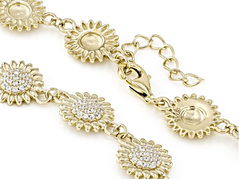 Pre-Owned White Cubic Zirconia 18k Yellow Gold Over Sterling Silver Look Toward The Sun Bracelet 1.8