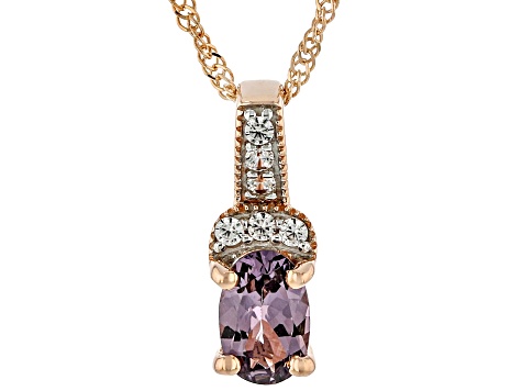 Pre-Owned Purple Spinel With White Zircon 10k Rose Gold Pendant With Chain 0.44ctw