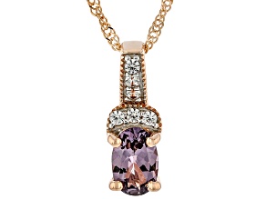 Pre-Owned Purple Spinel With White Zircon 10k Rose Gold Pendant With Chain 0.44ctw