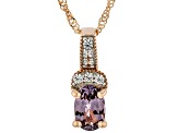 Pre-Owned Purple Spinel With White Zircon 10k Rose Gold Pendant With Chain 0.44ctw