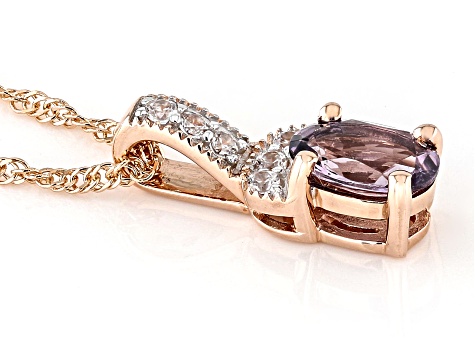 Pre-Owned Purple Spinel With White Zircon 10k Rose Gold Pendant With Chain 0.44ctw