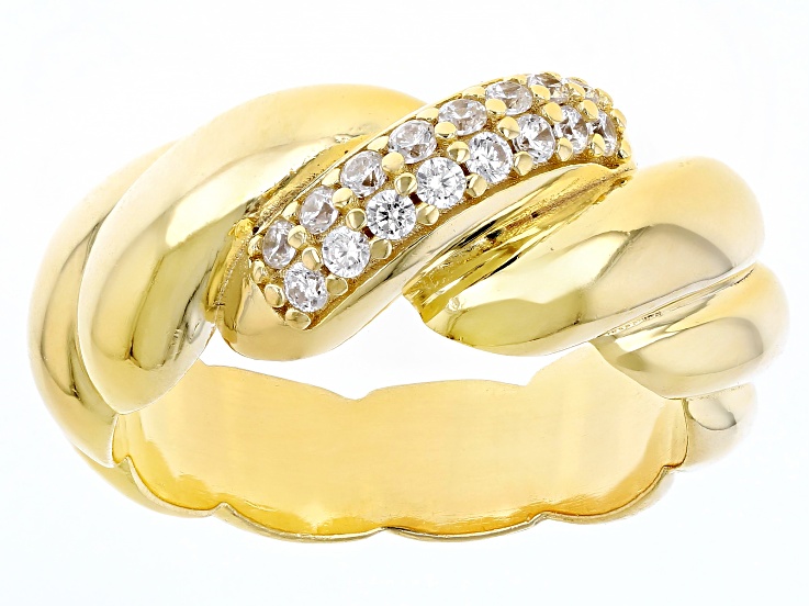 Pre-Owned White Cubic Zirconia 18k Yellow Gold Over Sterling Silver San Marco Ring 0.24ctw