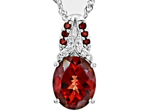 Pre-Owned Red Labradorite Rhodium Over Silver Pendant With Chain 2.89ctw