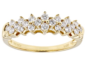 Pre-Owned White Lab-Grown Diamond F SI 14K Yellow Gold Over Sterling Silver Cluster Band Ring 0.50ct