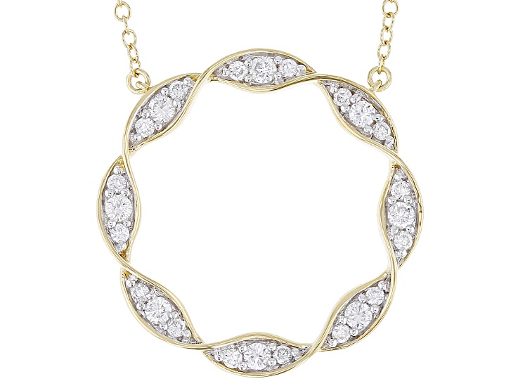 Pre-Owned White Lab-Grown Diamond H SI 14K Yellow Gold Over Sterling Silver Necklace 0.50ctw