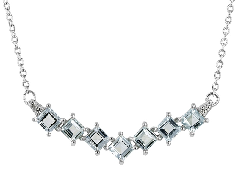 Pre-Owned Blue Aquamarine Rhodium Over Sterling Silver Necklace 1.42ctw