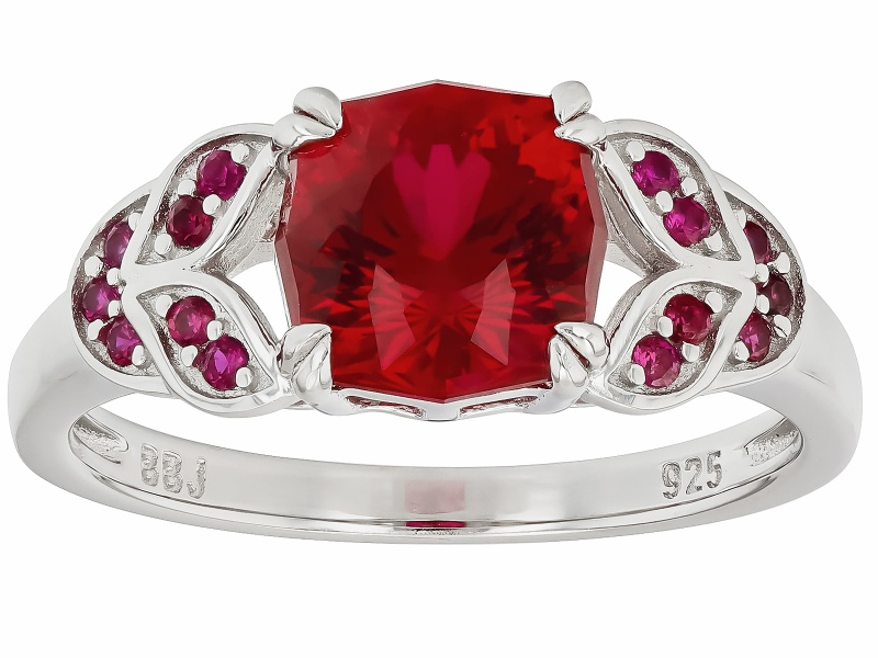 Pre-Owned Lab Created Ruby Rhodium Over Sterling Silver Ring 3.18ctw