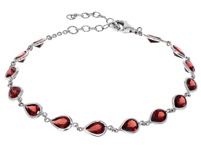 Pre-Owned Garnet Rhodium Over Sterling Silver Tennis Bracelet 11.20ctw