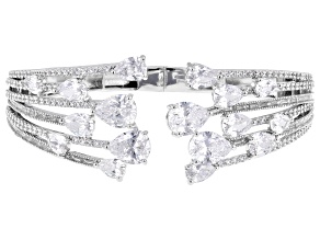 Pre-Owned White Cubic Zirconia Rhodium Plated Cuff Bracelet 24.41ctw