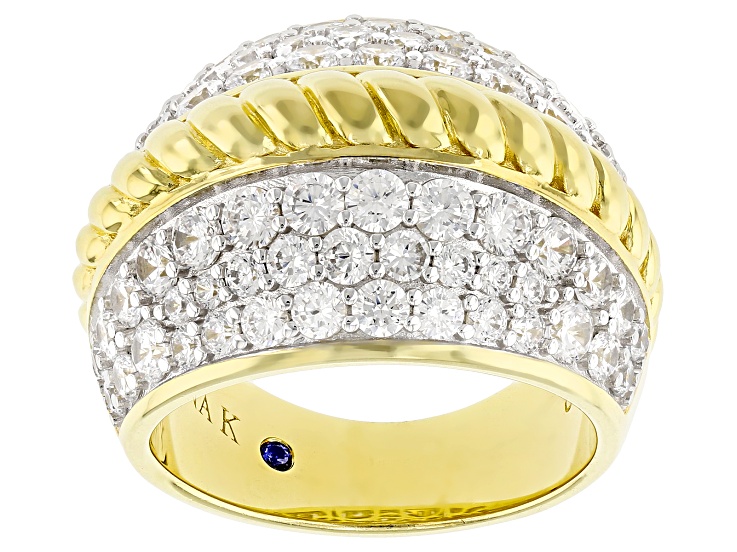 Pre-Owned White Cubic Zirconia Platineve® And 18k Yellow Gold Over Sterling Silver Ring 5.02ctw