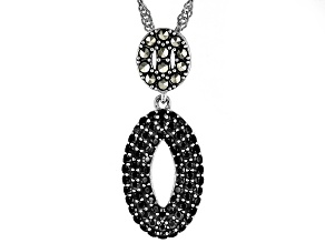 Pre-Owned Black Spinel Sterling Silver Dangle Pendant With Chain 0.54ctw