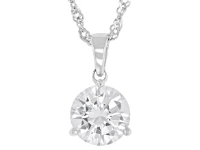 Pre-Owned White Cubic Zirconia Rhodium Over Sterling Silver Martini Pendant With Chain 4.50ctw