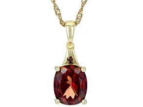 Pre-Owned Red Labradorite 18k Yellow Gold Over Sterling Silver Pendant with Chain 3.03ctw