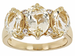 Pre-Owned Yellow Labradorite With White Zircon 18k Yellow Gold Over Sterling Silver Rings 3.30ctw
