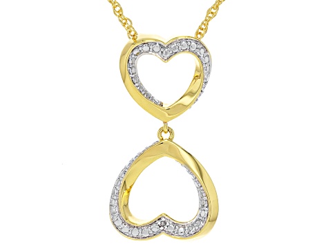 White Diamond Accent 14k Yellow Gold Over Brass Hammered Wide Band Ring