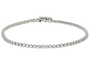 Pre-Owned Round White Lab-Grown Diamond H VS2 10K White Gold Tennis Bracelet 3.00ctw