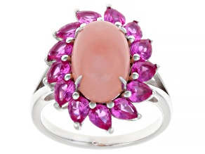 Pre-Owned Pink Opal Rhodium Over Sterling Silver Ring 1.98ctw