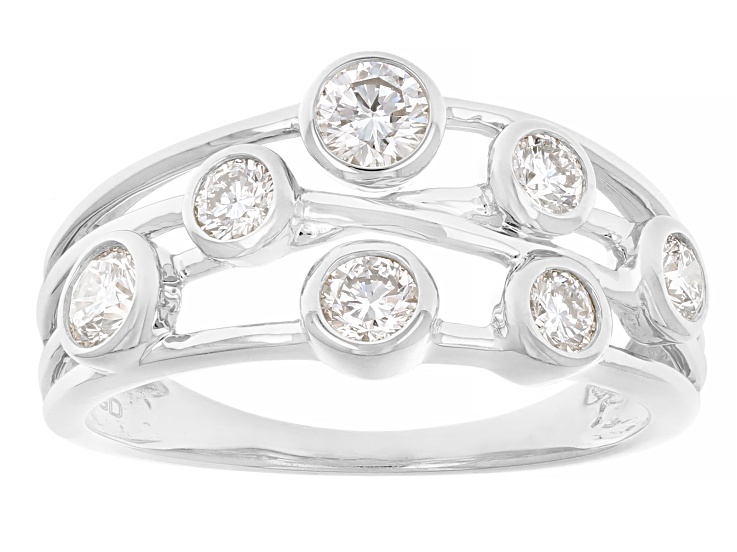Pre-Owned White Lab-Grown Diamond H SI1 Rhodium Over Sterling Silver Ring 0.75ctw