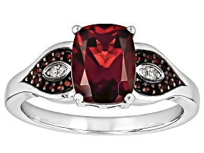 Pre-Owned Red Garnet Rhodium Over Sterling Silver Ring 2.39ctw
