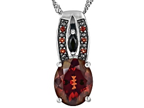 Pre-Owned Red Labradorite Rhodium Over Sterling Silver Pendant With Chain 2.88ctw