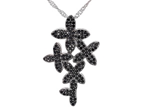 Pre-Owned Black Spinel Rhodium Over Sterling Silver Pendant with Chain 0.94ctw