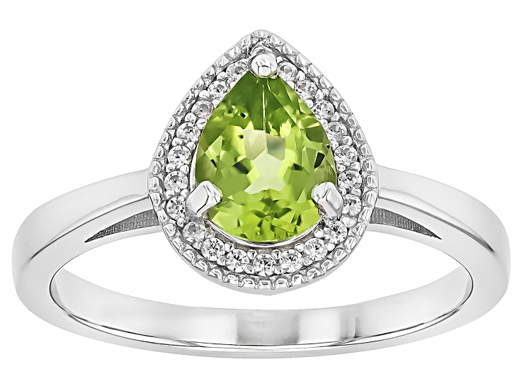 Pre-Owned Green Peridot Rhodium Over Sterling Silver Ring 1.26ctw