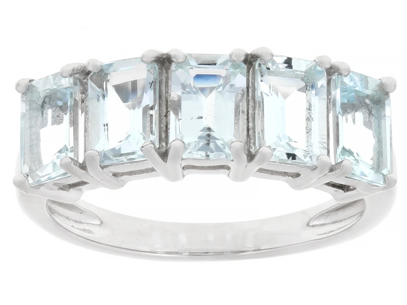 Pre-Owned Blue Aquamarine Rhodium Over Sterling Silver Ring 2.00ctw